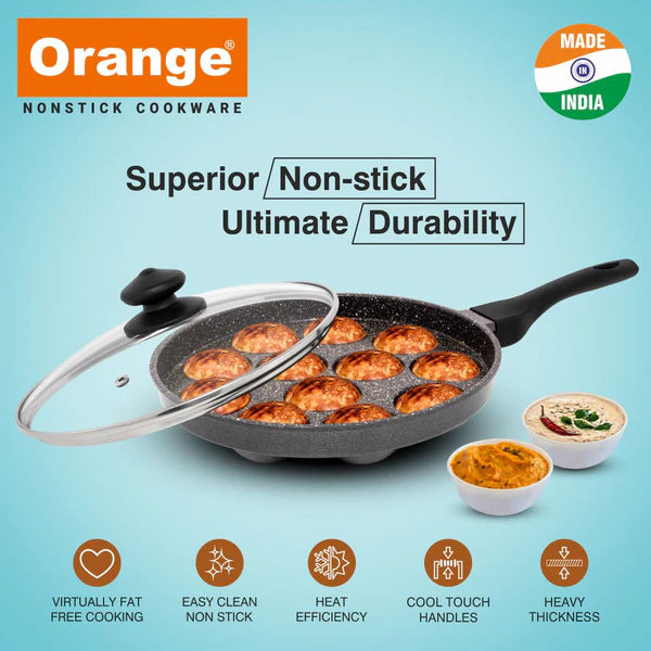 Orange Appam Pan Jumbo With Glass Lid