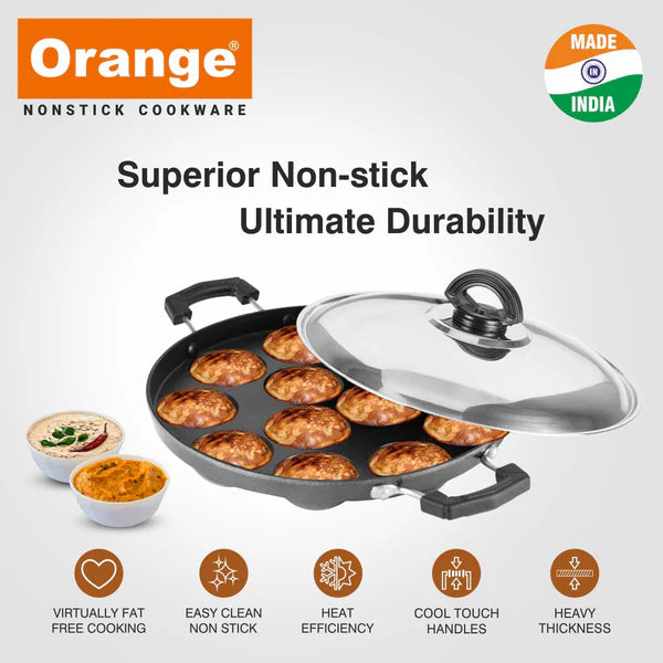Orange Appam Pan With SS Lid