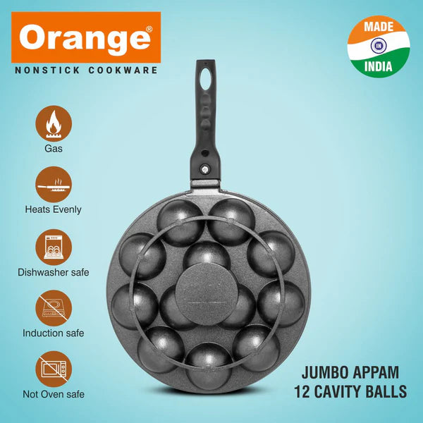 Orange Appam Pan Jumbo With Glass Lid