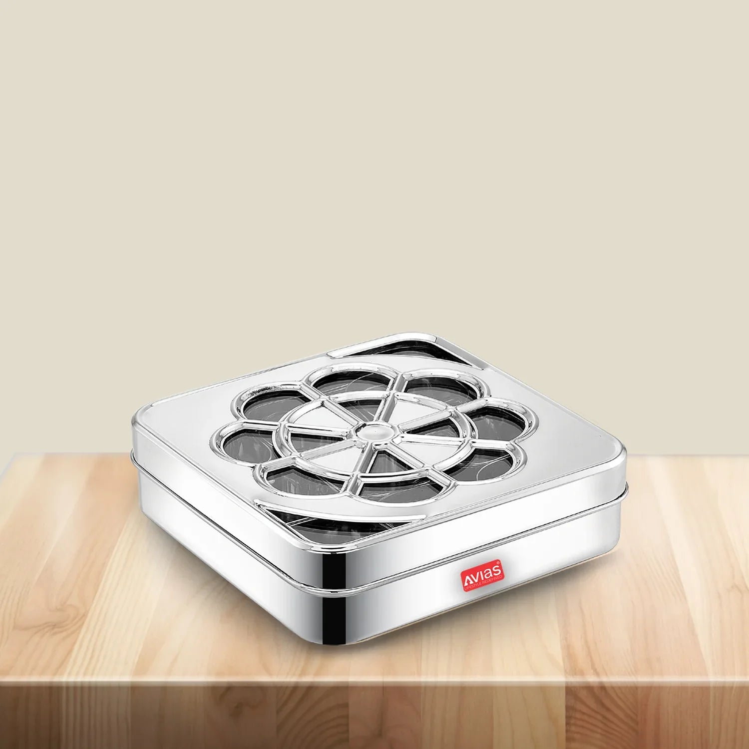 AVIAS Flora 9 square Premium quality Stainless steel  Spice box