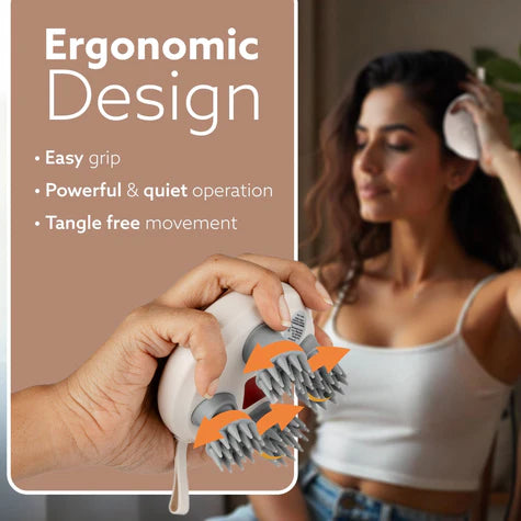 Agaro Scalp Massager, Rechargeable Electric Head Kneading Massager, 3 Speed Modes, Handheld Portable Head Scratcher Massager for Hair Growth, Deep Clean & Stress Relax, SM3675,White