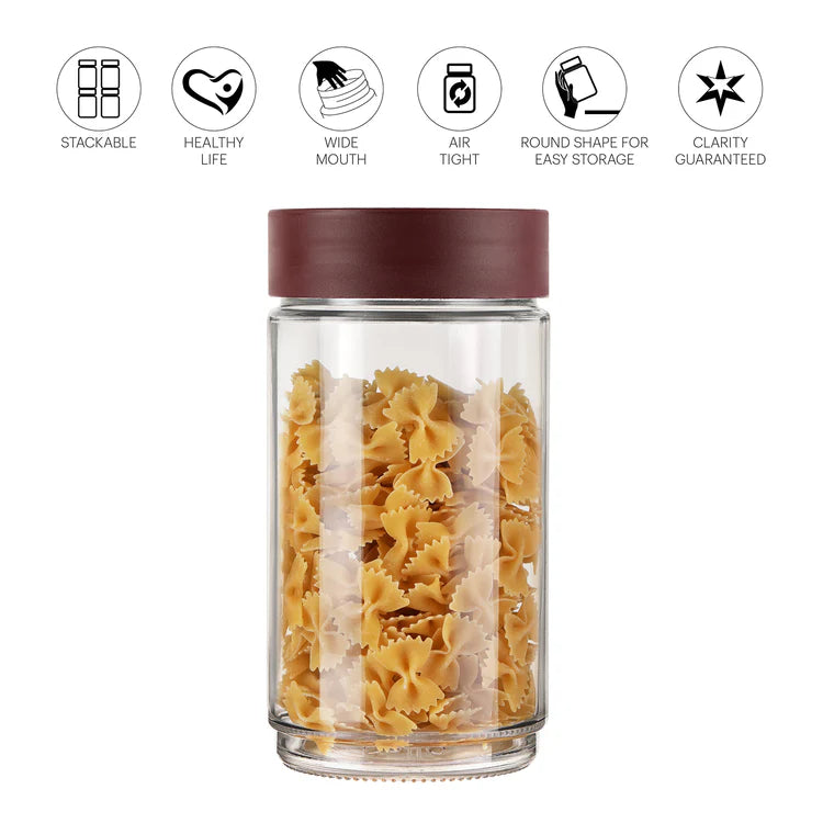 Cello Modustack Glassy Storage Jar Brown Lid