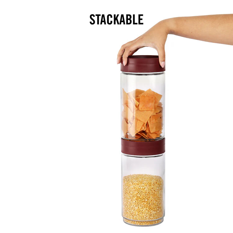 Cello Modustack Glassy Storage Jar Brown Lid