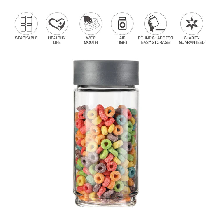 Cello Modustack Glassy Storage Jar Gray Lid