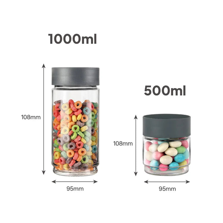 Cello Modustack Glassy Storage Jar Gray Lid
