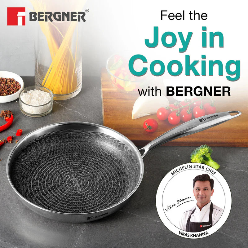 Bergner Hi Tech Giro TRI PLY Stainless Steel Frypan Without Lid