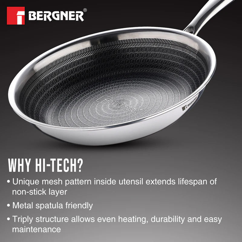 Bergner Hi Tech Giro TRI PLY Stainless Steel Frypan Without Lid