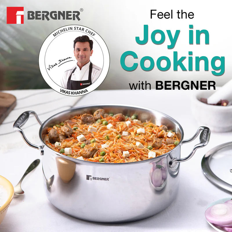 Bergner Hi Tech Giro TRI PLY Stainless Steel Non Stick Casserole