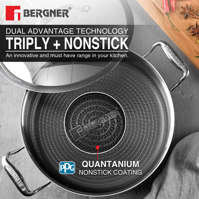 Bergner Hi Tech Giro TRI PLY Stainless Steel Non Stick Casserole