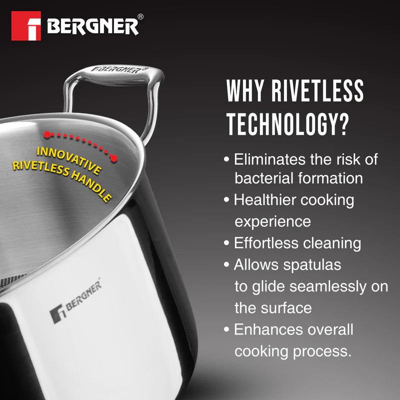 Bergner Hi Tech Giro TRI PLY Stainless Steel Non Stick Casserole