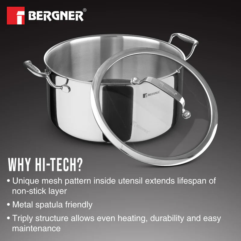 Bergner Hi Tech Giro TRI PLY Stainless Steel Non Stick Casserole
