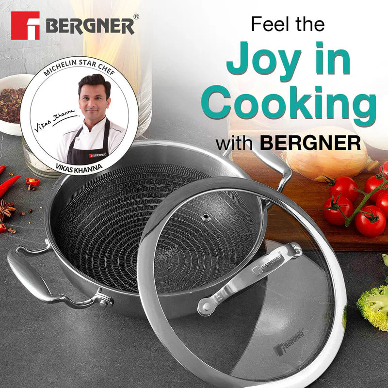 Bergner Hi Tech Giro TRI PLY Stainless Steel Non Stick Kadai