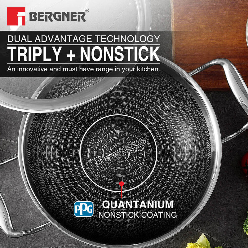 Bergner Hi Tech Giro TRI PLY Stainless Steel Non Stick Kadai