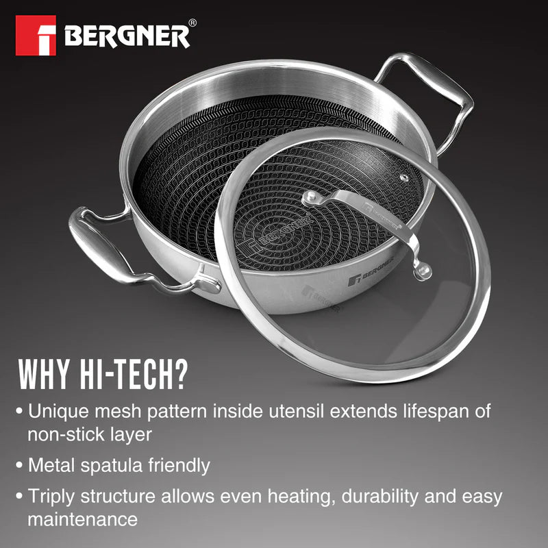 Bergner Hi Tech Giro TRI PLY Stainless Steel Non Stick Kadai
