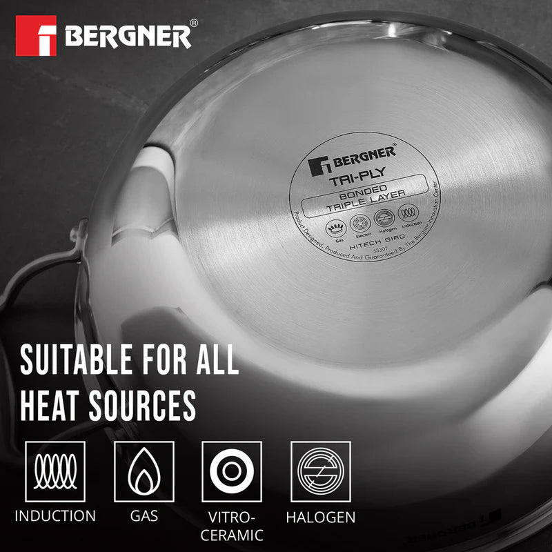 Bergner Hi Tech Giro TRI PLY Stainless Steel Non Stick Kadai