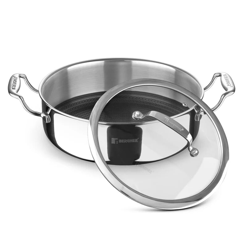 Bergner Hi Tech Giro TRI PLY Stainless Steel Non Stick Serving Pan