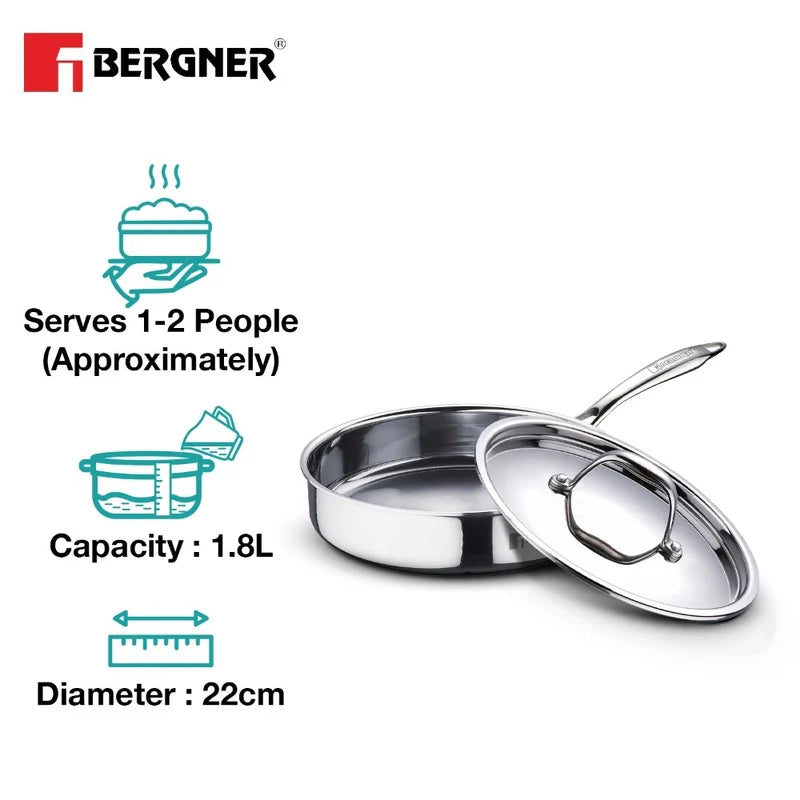 Bergner Argent Tri-Ply Stainless Steel Sautepan