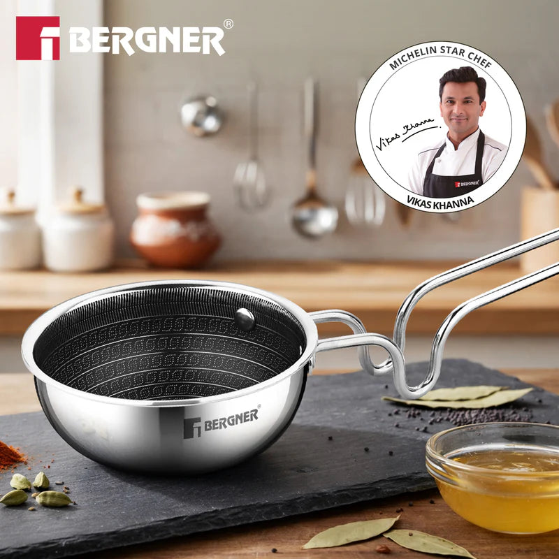 Bergner Hitech Giro Triply Stainless Steel Tadka Pan 12cm