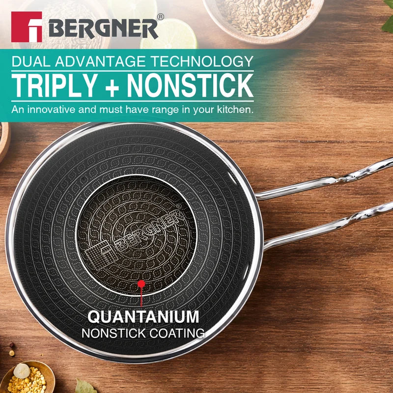 Bergner Hitech Giro Triply Stainless Steel Tadka Pan 12cm