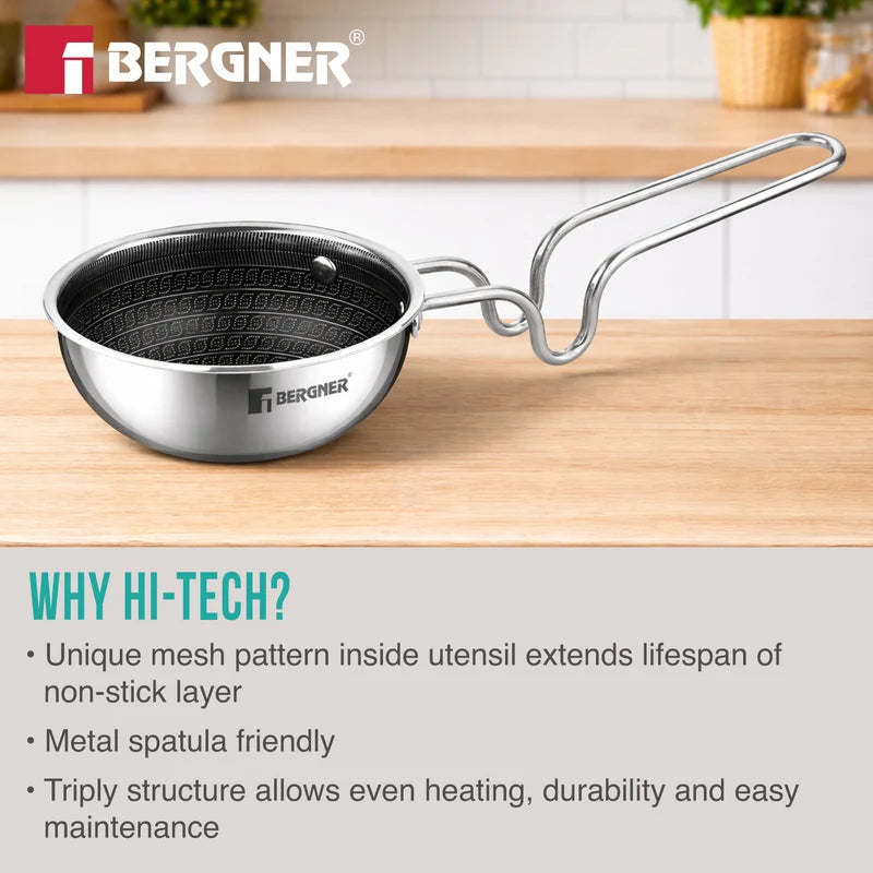 Bergner Hitech Giro Triply Stainless Steel Tadka Pan 12cm