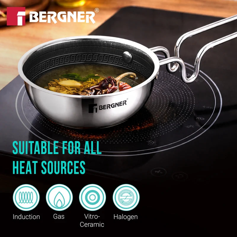 Bergner Hitech Giro Triply Stainless Steel Tadka Pan 12cm
