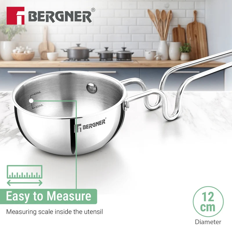 Bergner Argent Triply 12cm Tadka Pan with Lid