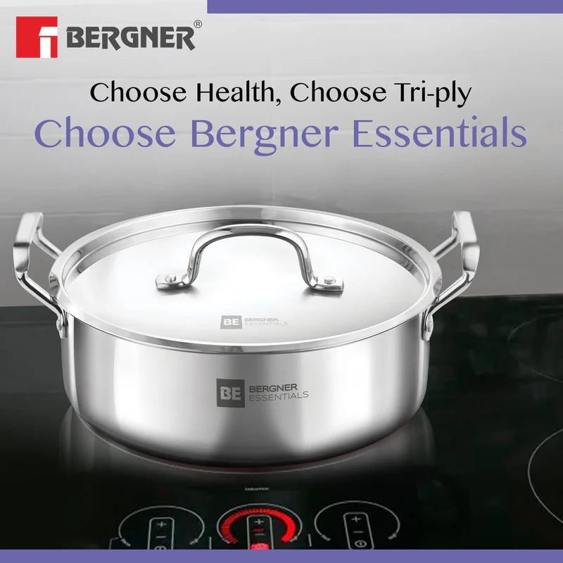 BE Essentials Tri-Ply Stainless Steel Shallow Biryani Pot