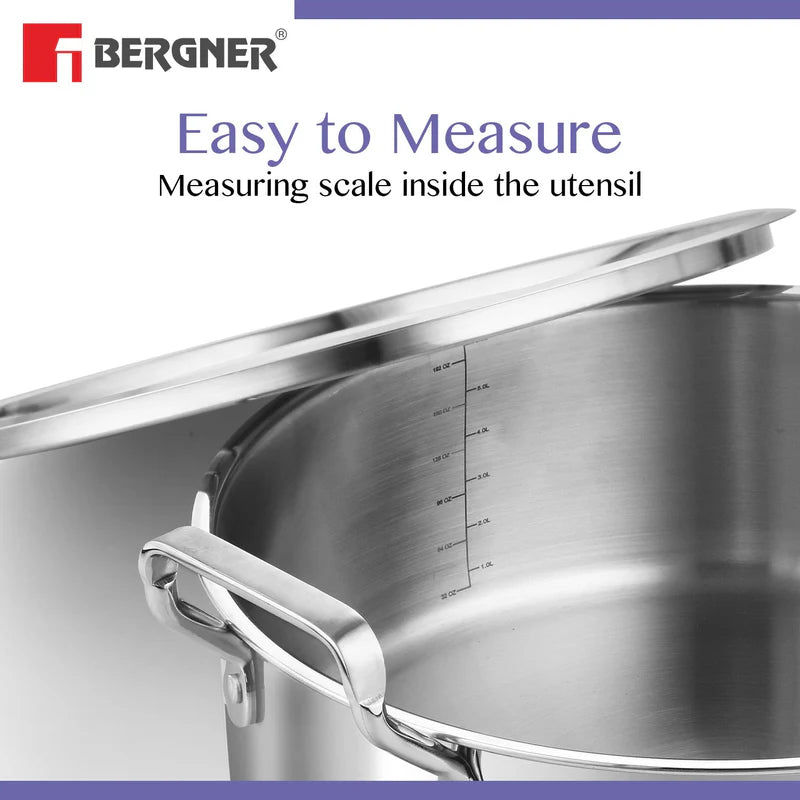 BE Essentials Tri-Ply Stainless Steel Shallow Biryani Pot