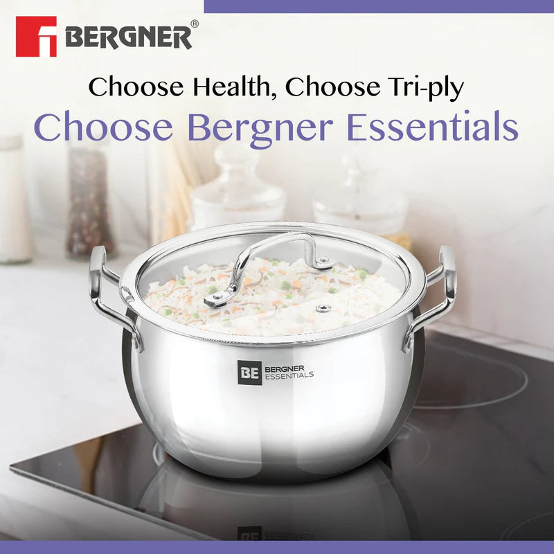 BE Essentials Tri-Ply Stainless Steel Rice Handi With Handle