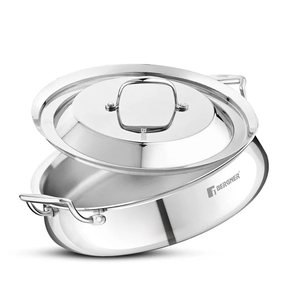 Bergner Argent Samsara Tri-Ply Stainless Steel 28 cm (4.25 L) Biryani Handi
