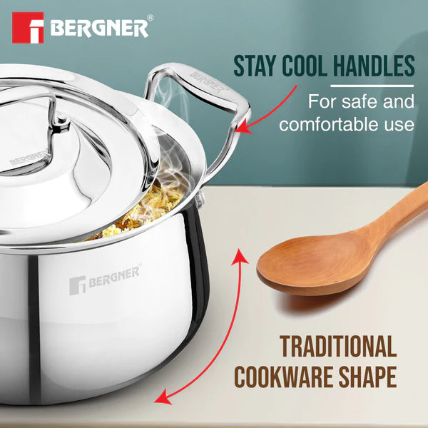 Bergner Argent Samsara Tri-Ply Stainless Steel Biriyani Handi