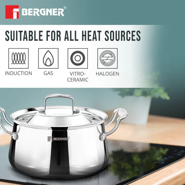 Bergner Argent Samsara Tri-Ply Stainless Steel Biriyani Handi