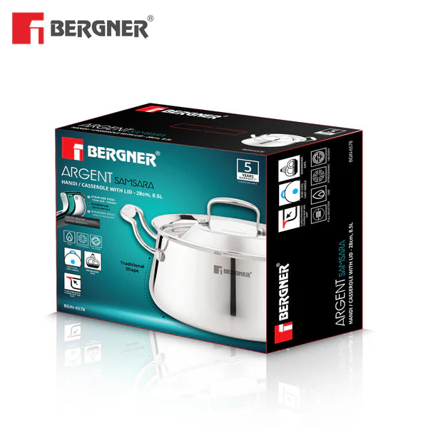 Bergner Argent Samsara Tri-Ply Stainless Steel Biriyani Handi