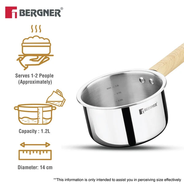 Bergner Tri-Oak Triply Stainless Steel Saucepan