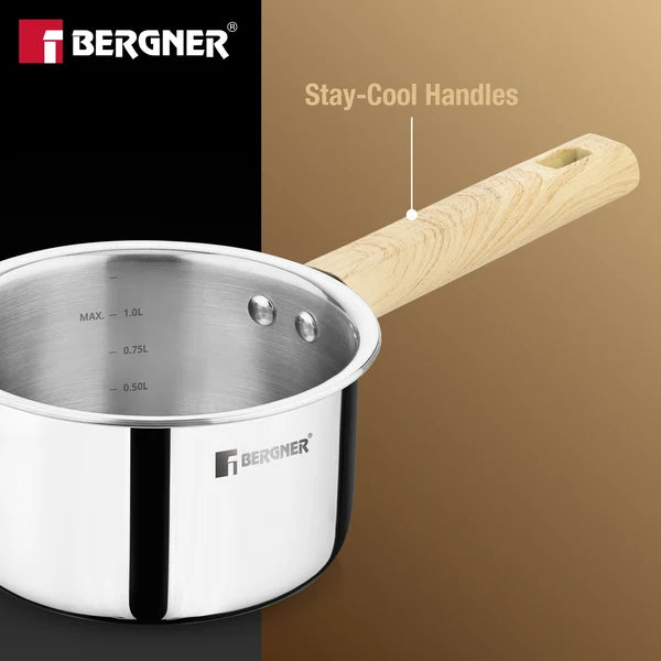 Bergner Tri-Oak Triply Stainless Steel Saucepan