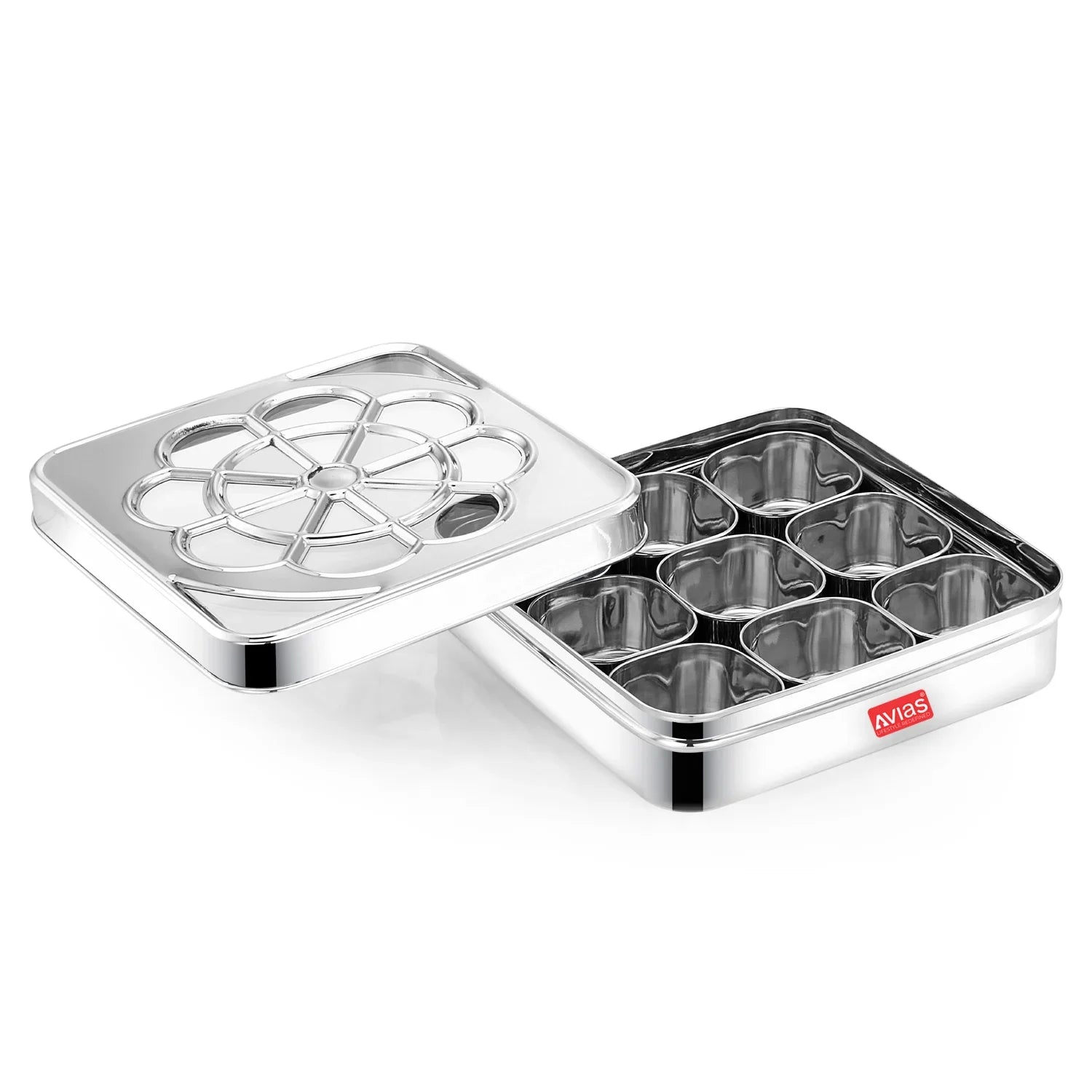 AVIAS Flora 9 square Premium quality Stainless steel  Spice box