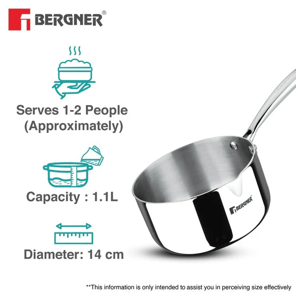 Bergner Argent Tri-Ply Stainless Steel Saucepan
