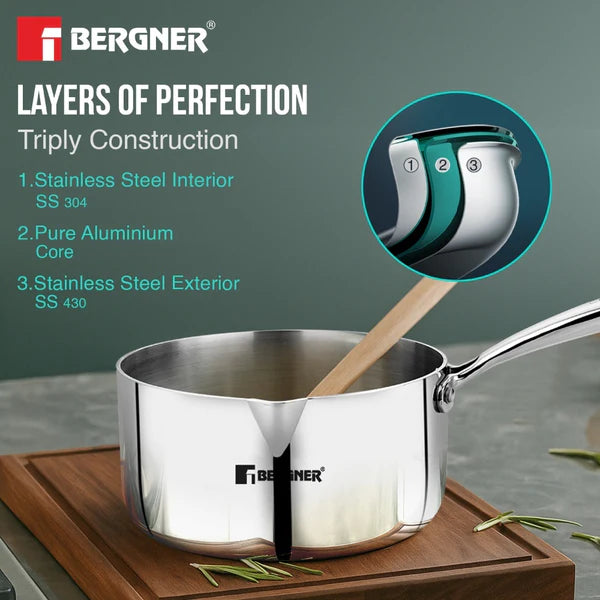 Bergner Argent Tri-Ply Stainless Steel Saucepan