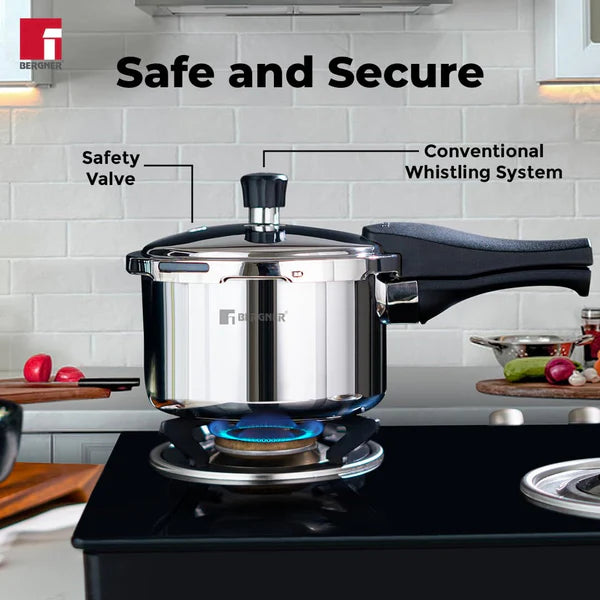 Bergner Trimax Stainless Steel Outer Lid Pressure Cooker