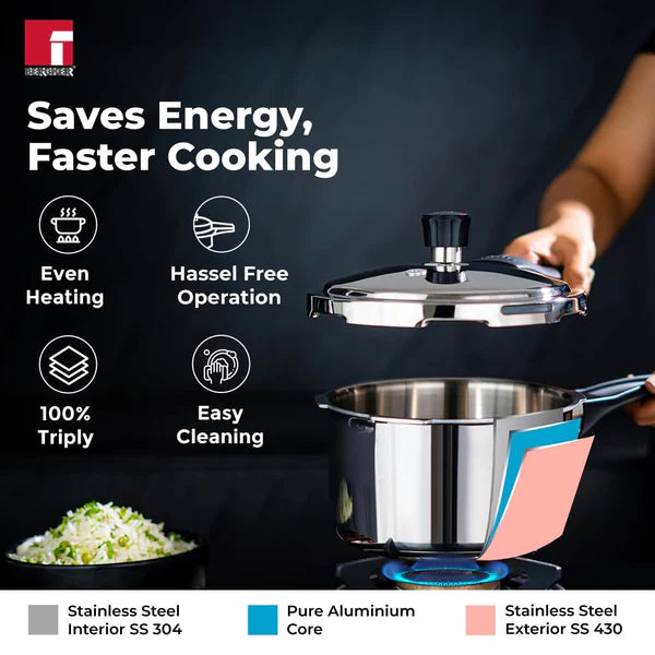 Bergner Trimax Stainless Steel Outer Lid Pressure Cooker