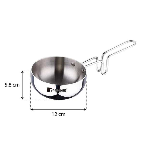 Bergner Argent Tri-Ply Stainless Steel Tadka Pan 12CM
