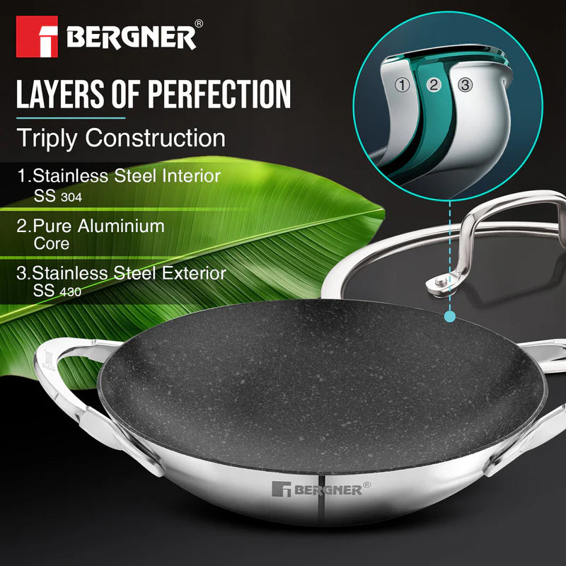 Bergner Argent Samsara Tri-Ply Stainless Steel Appachetty 21 CM
