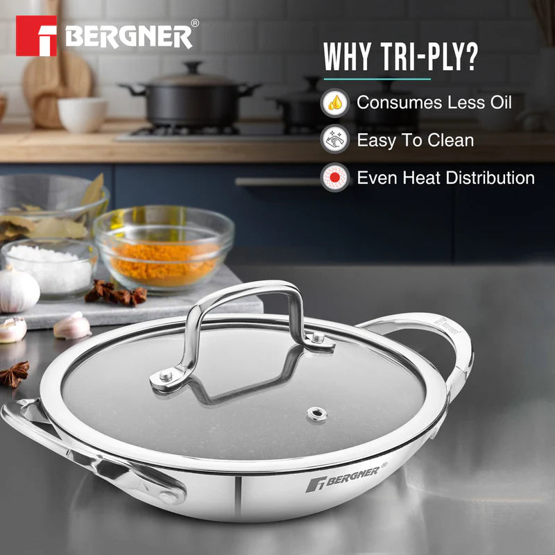 Bergner Argent Samsara Tri-Ply Stainless Steel Appachetty 21 CM