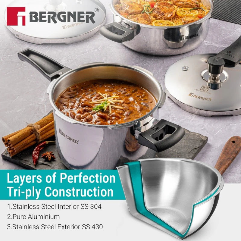 Bergner Argent Classic Triply Outer Lid Pressure Cooker