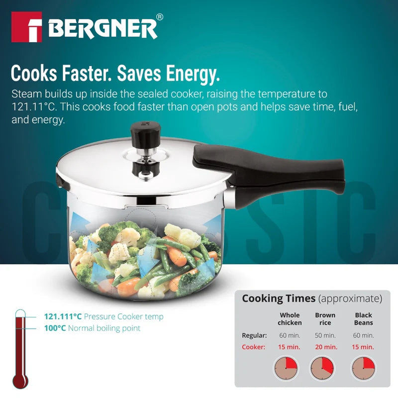 Bergner Argent Classic Triply Outer Lid Pressure Cooker