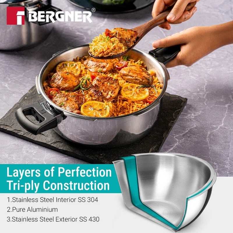 Bergner Argent Classic Triply Outer Lid Pressure Pan Cooker