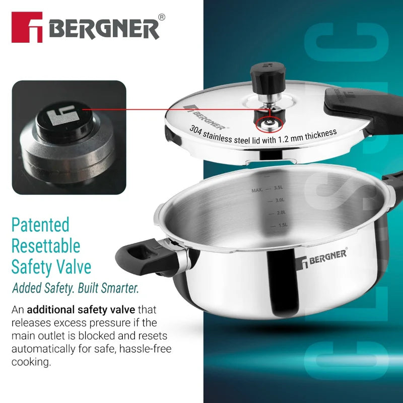 Bergner Argent Classic Triply Outer Lid Pressure Pan Cooker