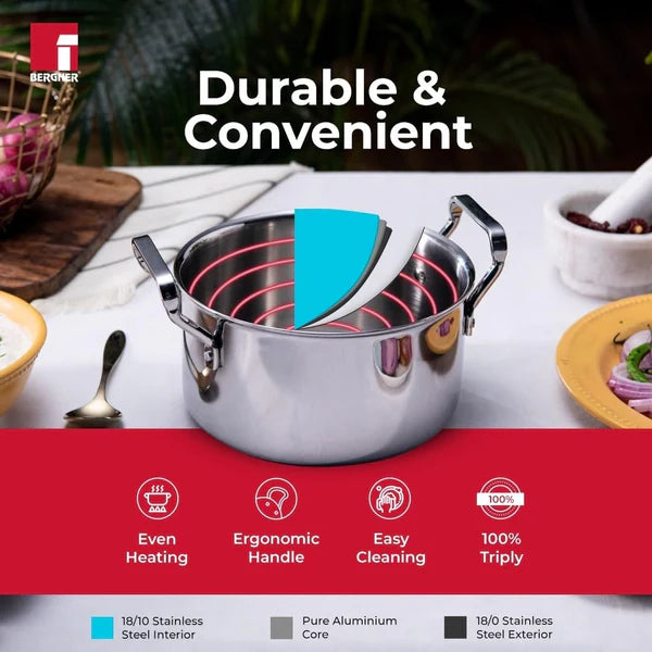 Bergner Argent Tri Ply Stainless Steel Casserole