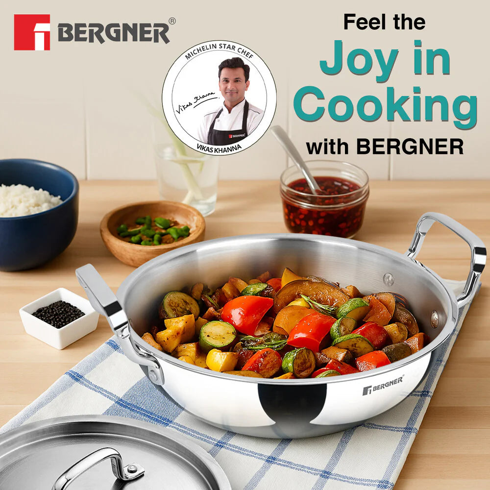 Bergner Argent TRI-PLY Stainless Steel Deep Kadai