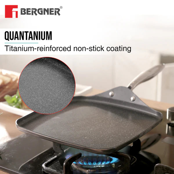 Bergner Argent Samsara Tri-Ply Stainless Steel 27cm Square Multi Tawa